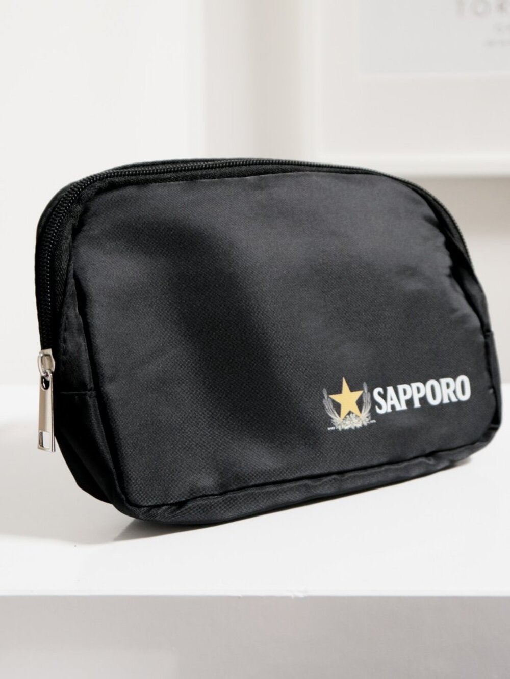 SAPPORO Logo Black Minimal Waist Pack, Fanny Pack Bum Bag Belt Official Merch